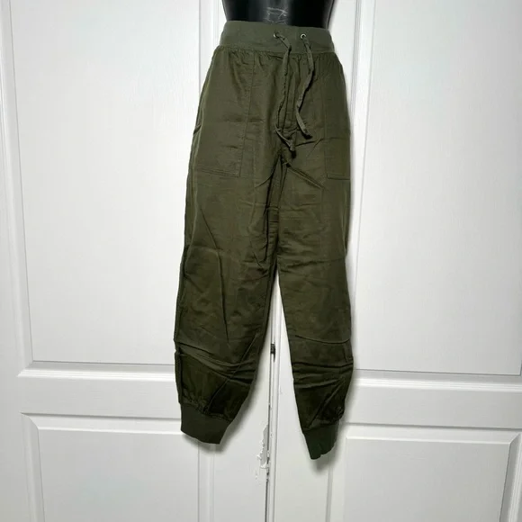 Gap Women’s Linen blend Olive Green Jogger Pants Size Large - Picture 1 of 6